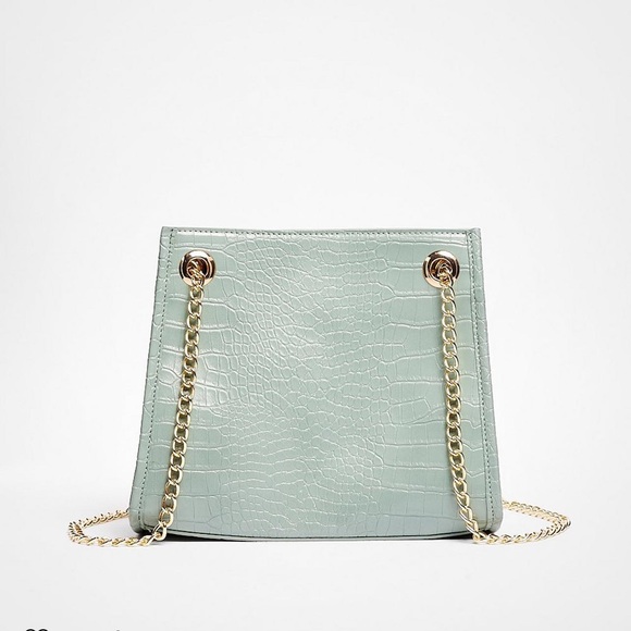 Faux Leather Croc Chain Shoulder Bag - Picture 2 of 3